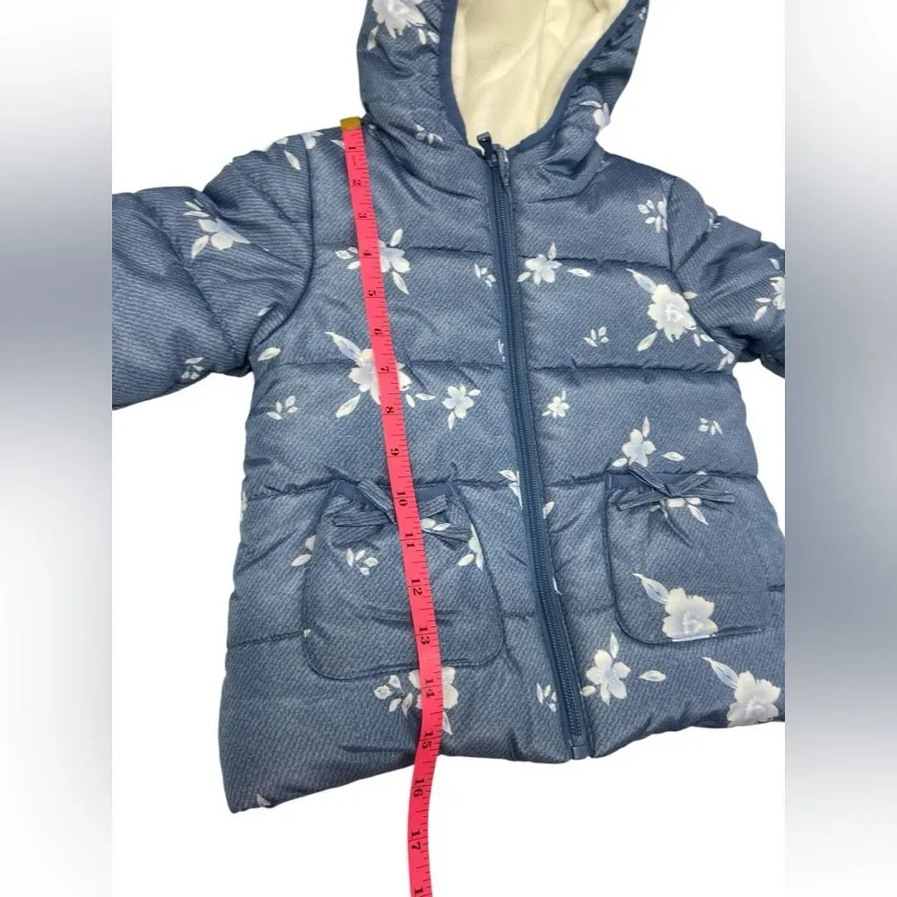 Wippette Blue with Floral Print Puffer Coat. Size 18M